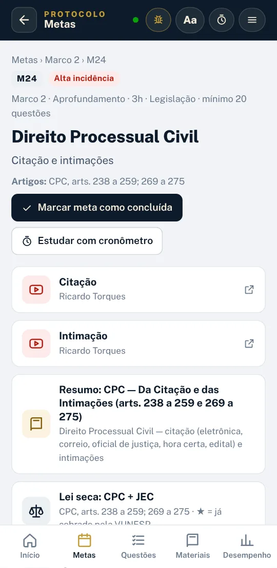 Tela de meta