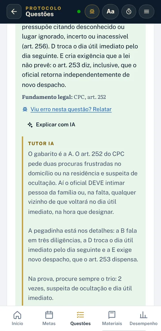 Tela de questões com Tutor IA