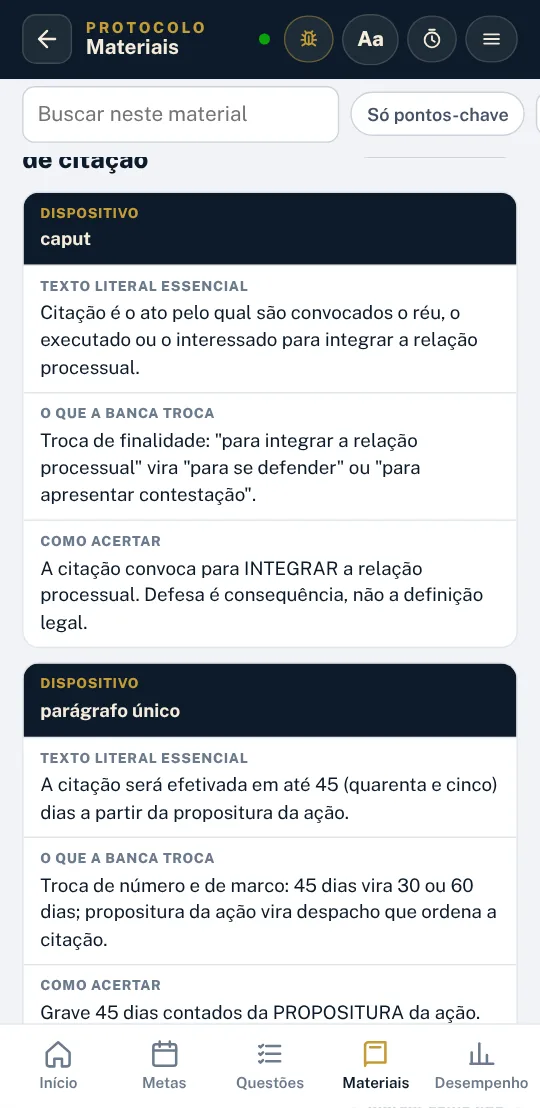 Tela de resumo