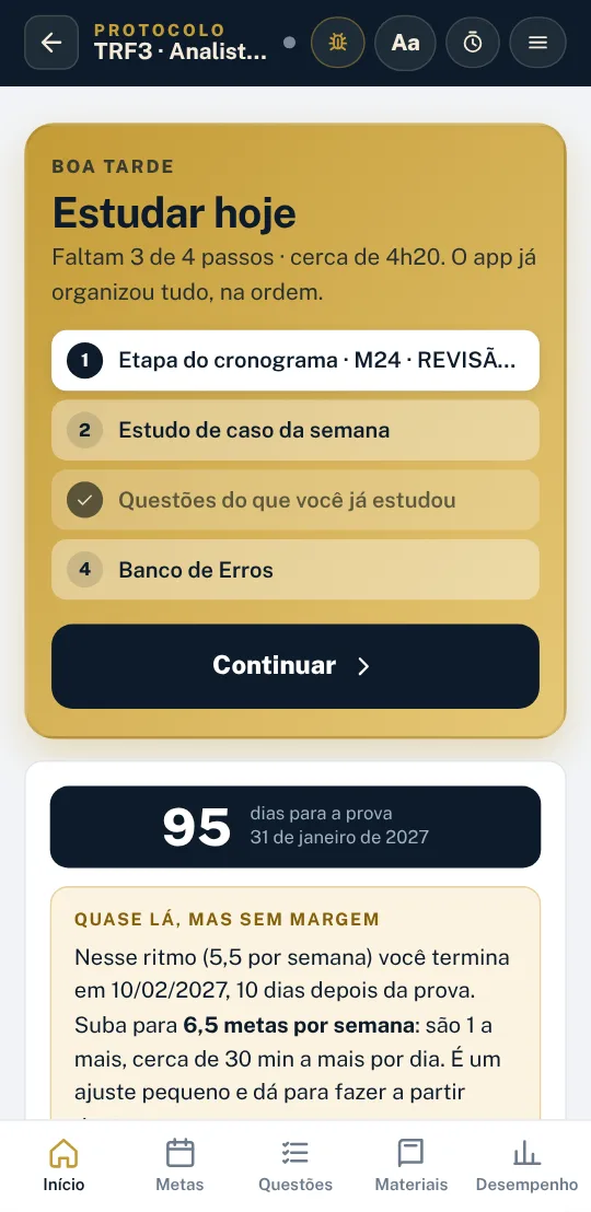Painel inicial do App Protocolo TRF3