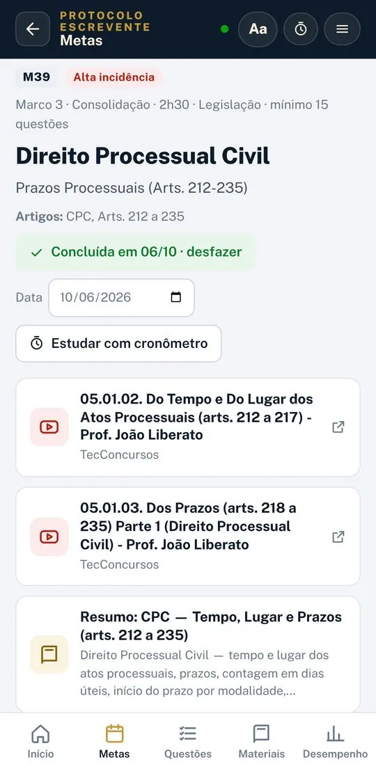 Tela de meta