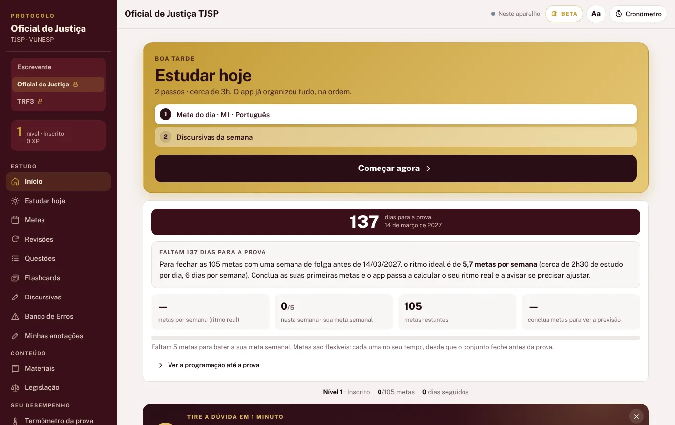 App no notebook: início do Oficial de Justiça