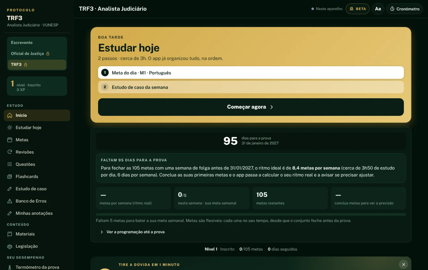 TRF3 no notebook, modo escuro
