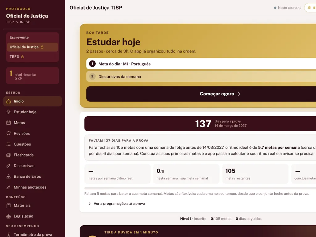 App no tablet: Oficial de Justiça